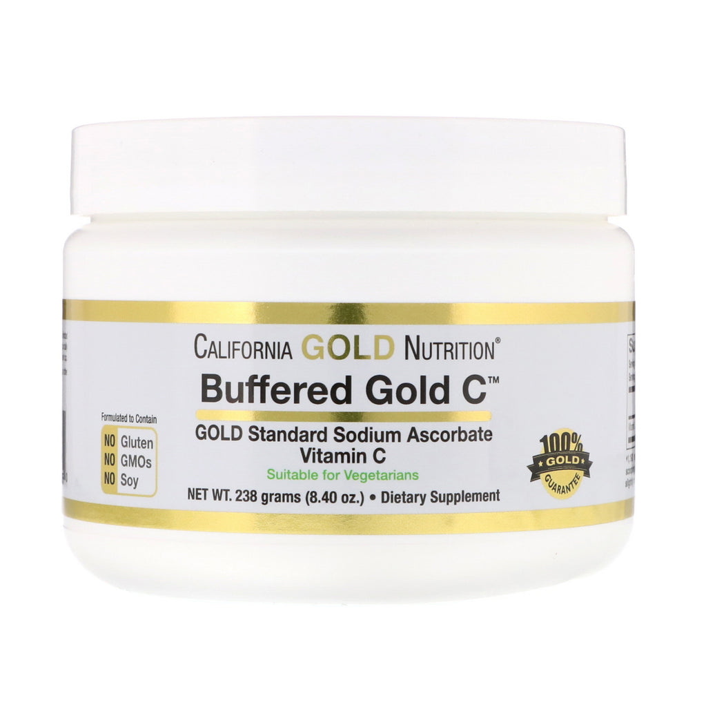 California Gold Nutrition, Bufret Gold C, ikke-surt vitamin C-pulver, natriumaskorbat, 8,40 oz (238 g)