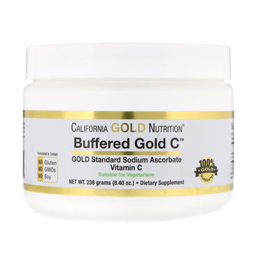 California Gold Nutrition, gepuffertes Gold C, säurefreies Vitamin-C-Pulver, Natriumascorbat, 8,40 oz (238 g)