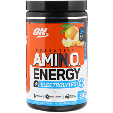 Optimum Nutrition, Aminoenergía esencial + electrolitos, Ola de mandarina, 10,05 oz (285 g)