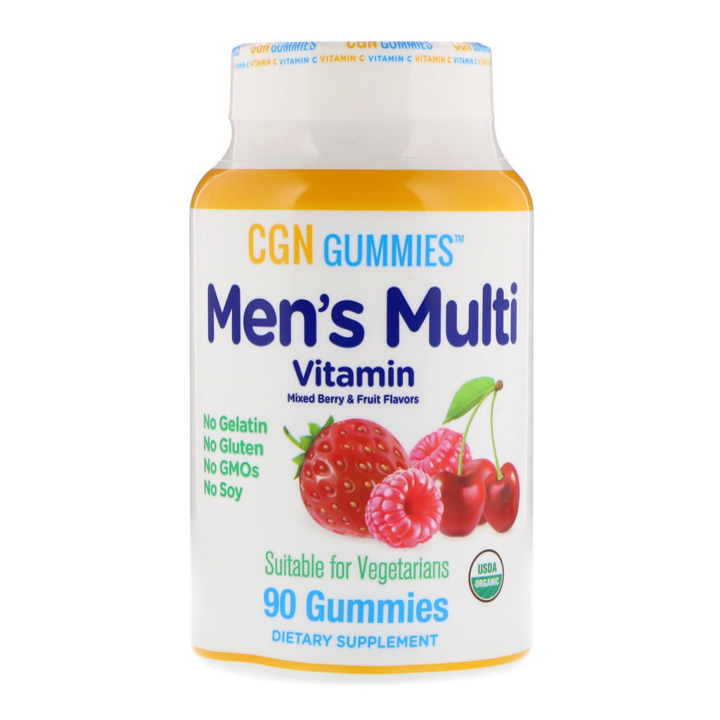 California Gold Nutrition, multivitamine-gummies voor heren, geen gelatine, geen gluten, gemengde bessen- en fruitsmaak, 90 gummies