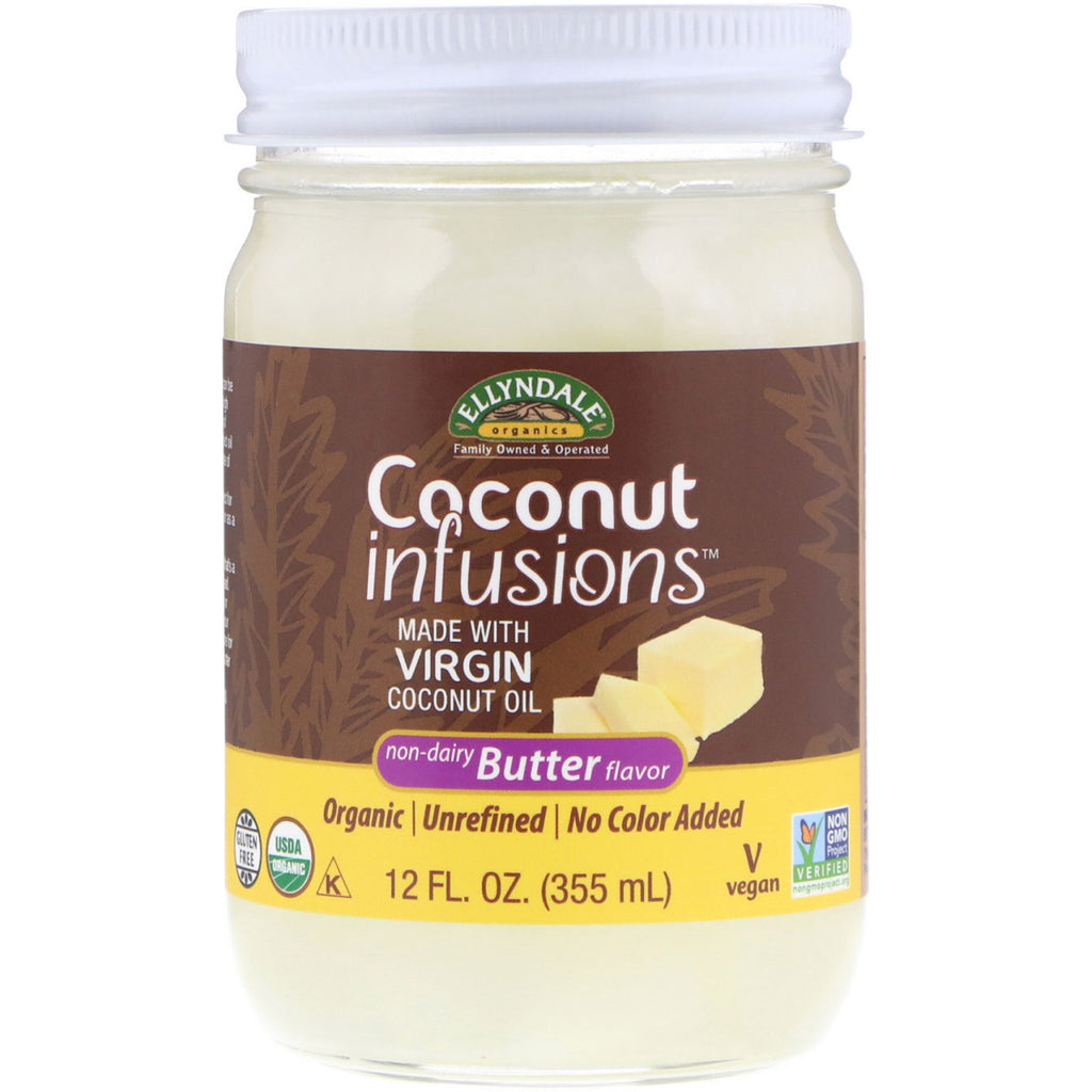 Now Foods, Ellyndale Naturals, Coconut Infusions, Non Dairy Butter Flavor, 12 fl oz (355 ml)