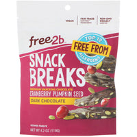 Free2B, Snack Breaks, graines de citrouille aux canneberges, chocolat noir, 4,2 oz (119 g)