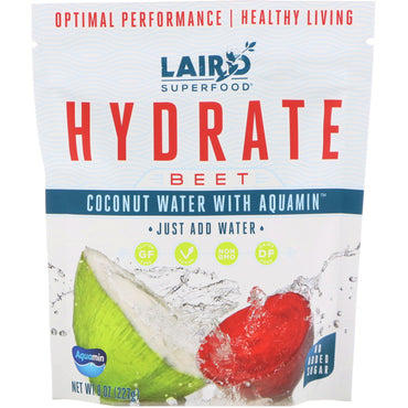 Laird Superfood, Hydrate, agua de coco con Aquamin, remolacha, 8 oz (227 g)