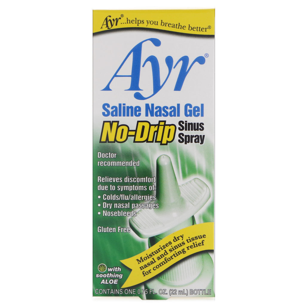 AYR, Gel nasal salino, aerosol sin goteo para los senos nasales, 22 ml (0,75 oz. líq.)