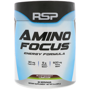 RSP Nutrition, Amino Focus, Formula Energetică, Limead de Zmeură, 8 oz (225 g)
