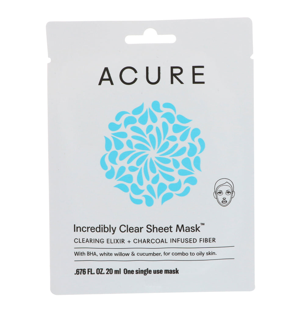 Acure, niesamowicie przezroczysta maska ​​w płachcie, 1 maska ​​jednorazowego użytku, 20 ml