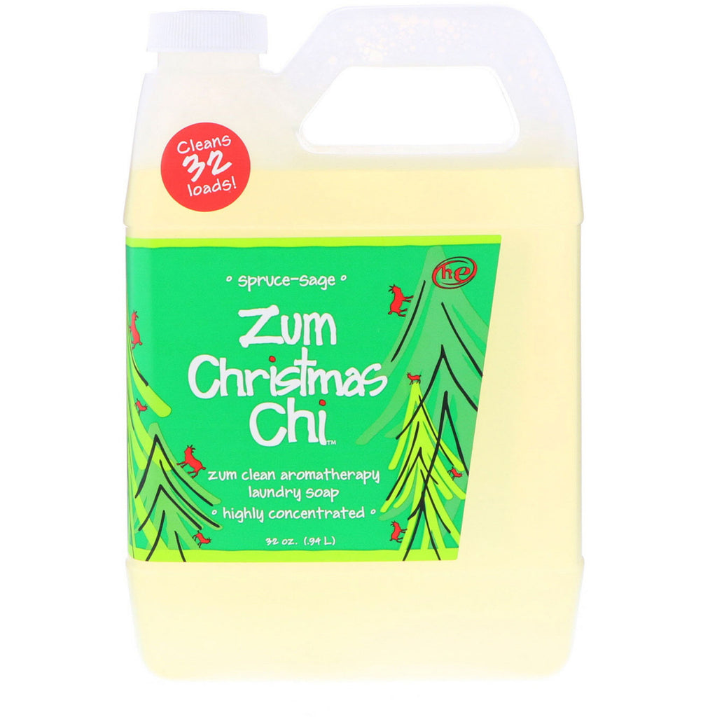 Indigo Wild, Zum Christmas Chi, jabón de lavandería con aromaterapia limpia, salvia de abeto, 32 oz (0,94 l)
