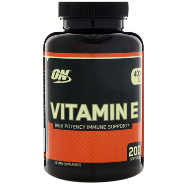 Optimum Nutrition, Vitamine E, 400 UI, 200 gélules