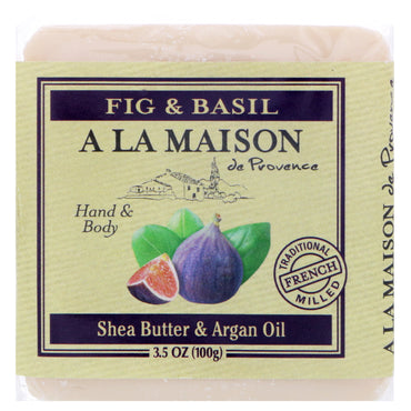 A La Maison de Provence, Hand & Body Bar Soap, Fig & Basil, 3.5 oz (100 g)