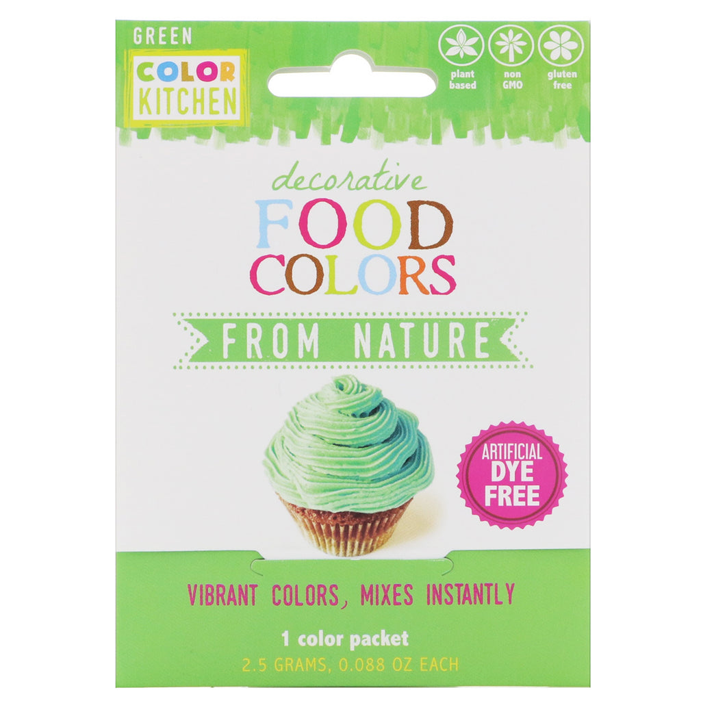 ColorKitchen, decorativ, coloranți alimentari din natură, verde, 1 pachet de culoare, 0,088 oz (2,5 g)