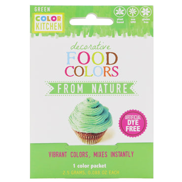 ColorKitchen, Décoratif, Colorants alimentaires naturels, Vert, Paquet de 1 couleur, 0,088 oz (2,5 g)