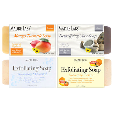 Madre Labs, 4 barres de savon nettoyantes, barres assorties, 5 oz (141 g) chacune