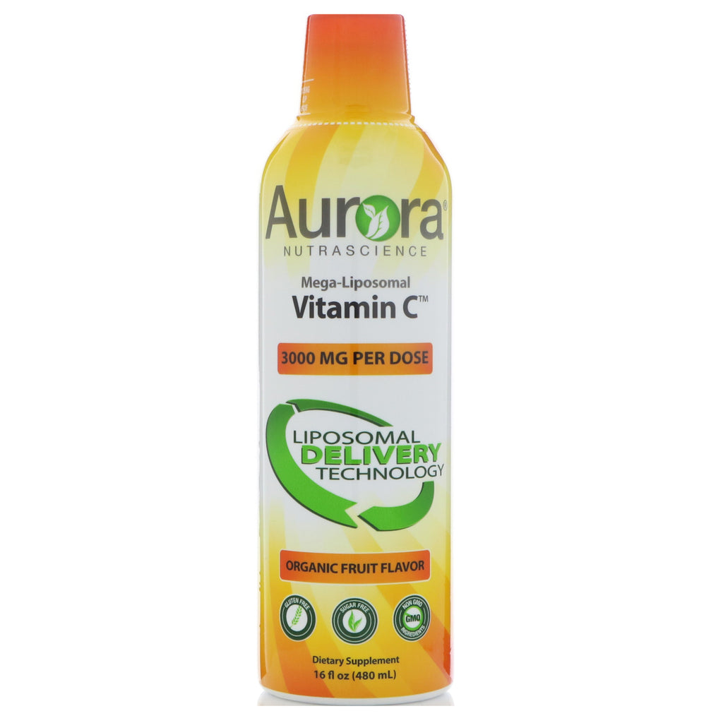 Aurora Nutrascience, Mega-liposomal vitamin C, fruktsmak, 3000 mg, 16 fl oz (480 ml)