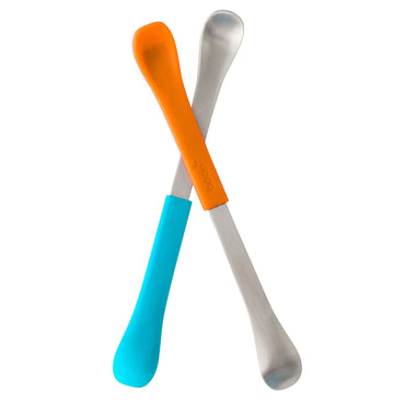 Boon, Swap, cuchara de alimentación 2 en 1, 4+ meses, azul y naranja, 2 cucharas