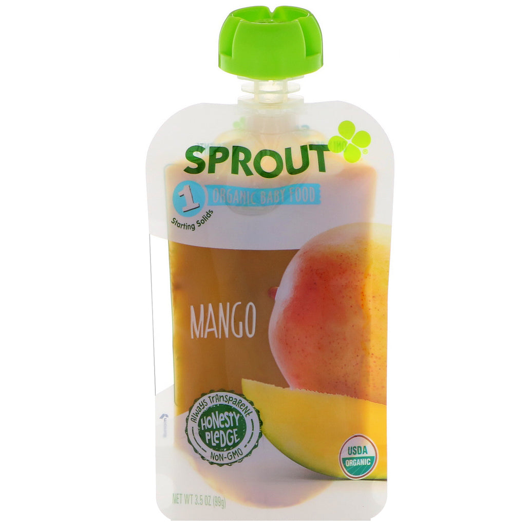 Mâncare pentru copii Sprout Etapa 1 Mango 3,5 oz (99 g)
