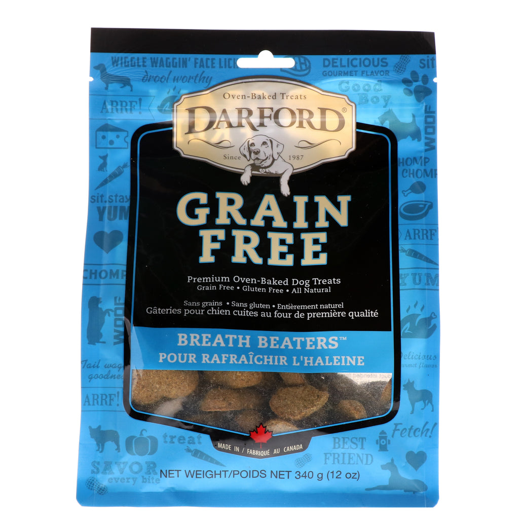 Darford, Golosinas prémium para perros horneadas sin cereales, batidores de aliento, 12 oz (340 g)