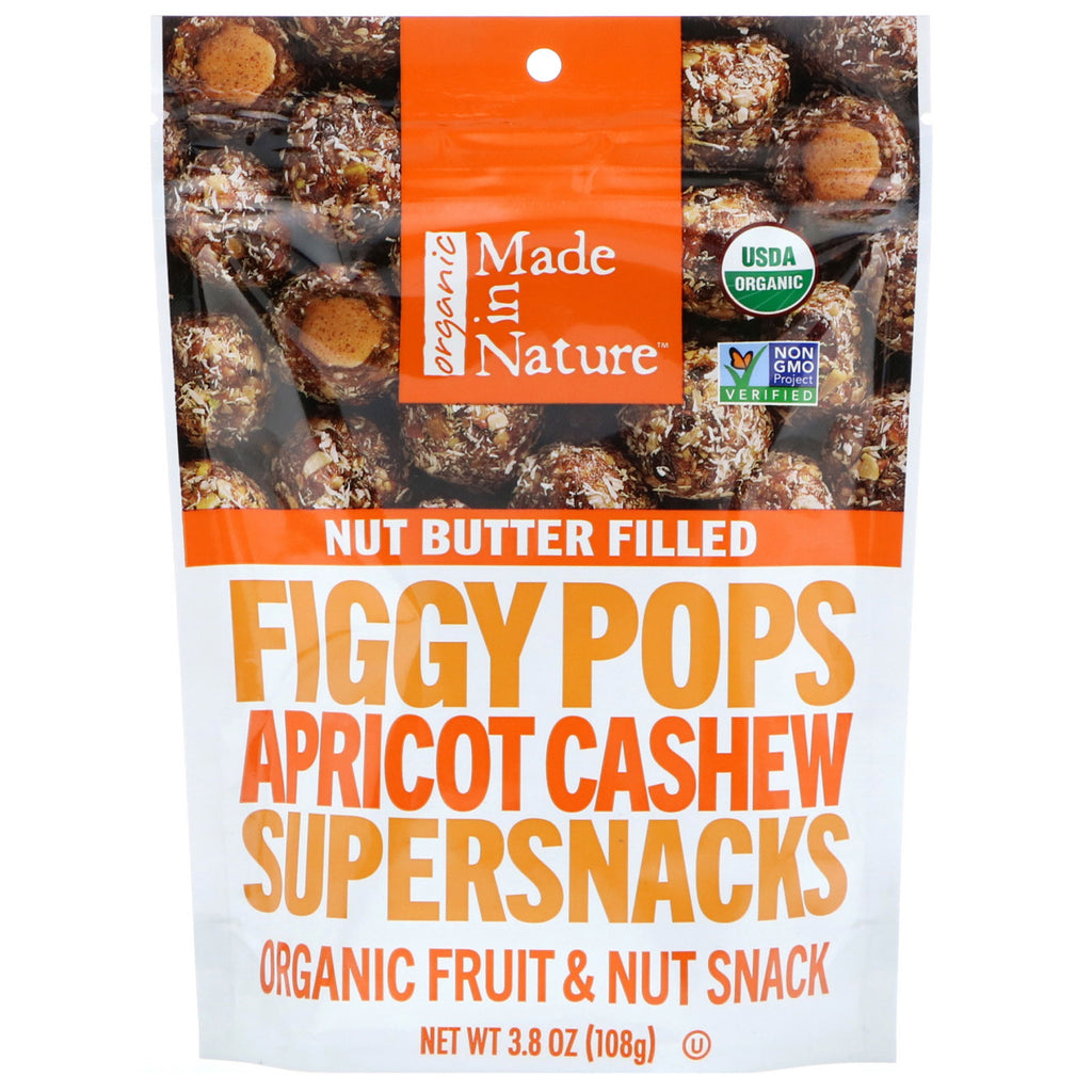 Made in Nature, , Figgy Pops, Supersnacks, Apricot Cashew, 3.8 oz (108 g)
