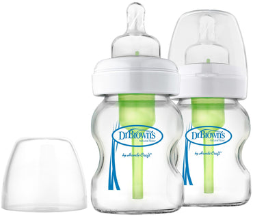 Dr. Brown's, Natural Flow, Options, Wide-Neck, 0+ måneder, 2 pakke flasker, 5 oz (150 ml) hver