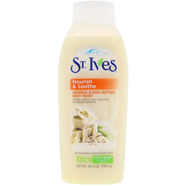 St. Ives, Nutrir y calmar, gel de baño con avena y manteca de karité, 24 fl oz (709 ml)