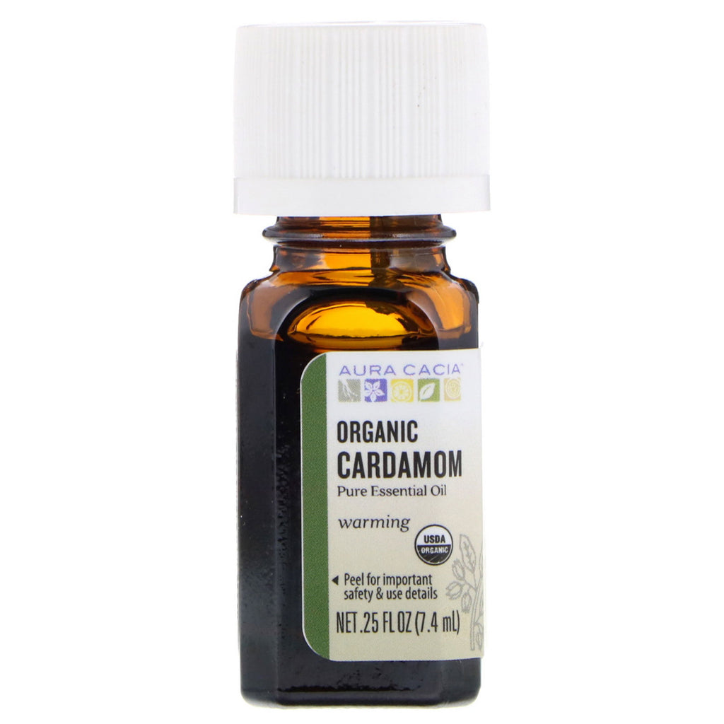 Aura Cacia, Pure Essential Oil,  Cardamom, .25 fl oz (7.4 ml)