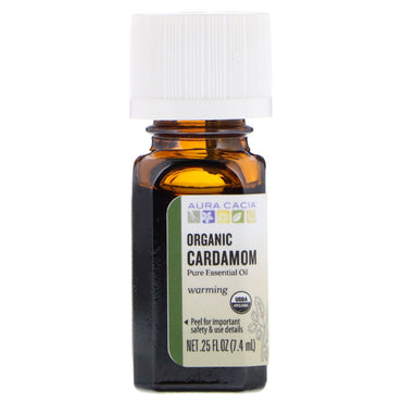 Aura Cacia, huile essentielle pure, cardamome, 0,25 fl oz (7,4 ml)