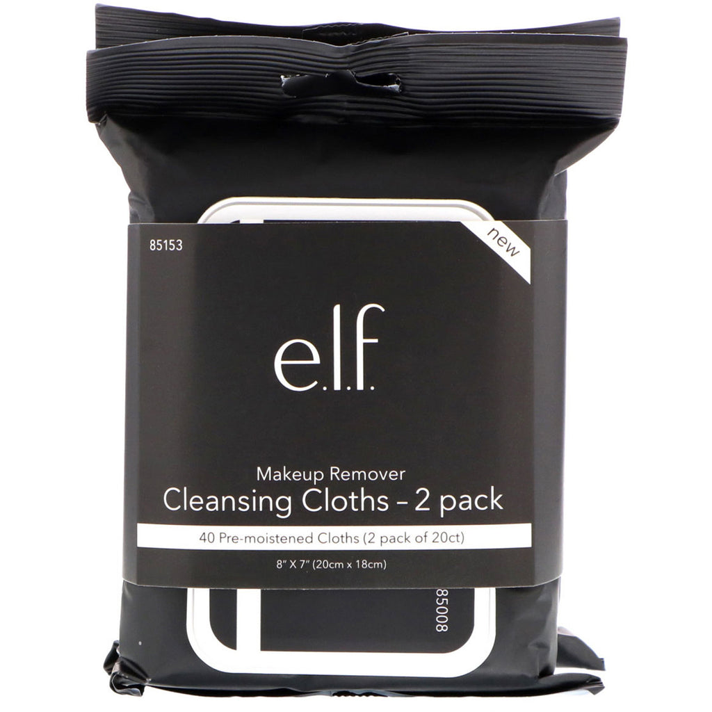 E.L.F. Cosmetics, Makeup Remover Cleansing Cloths, 2 Pack, 20 Pre-Moistened Cloths Each
