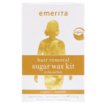 Emerita, Kit de cera de açúcar para remoção de pelos para rosto e corpo, 155 g (5,5 oz)