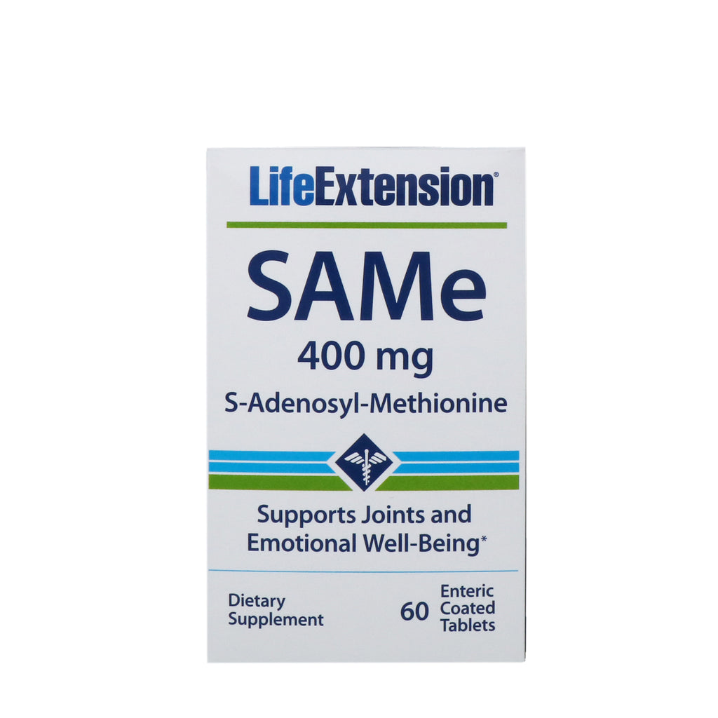 Life Extension、SAMe、S-アデノシル-メチオニン、400 mg、腸溶性コーティング錠 60 錠
