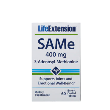 Life Extension, SAMe, S-adenosil-metionina, 400 mg, 60 comprimidos com revestimento entérico