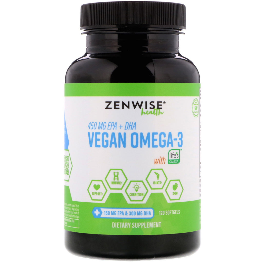 Zenwise Health, Ômega-3 Vegano com Ômega da Vida, 120 Cápsulas Softgel