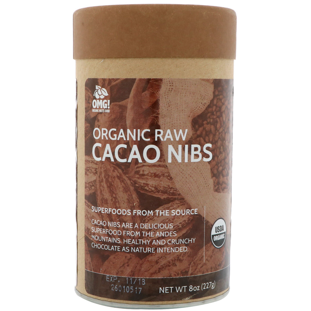OMG! Food Company, LLC, rå, kakaonibs, 8 oz (227 g)