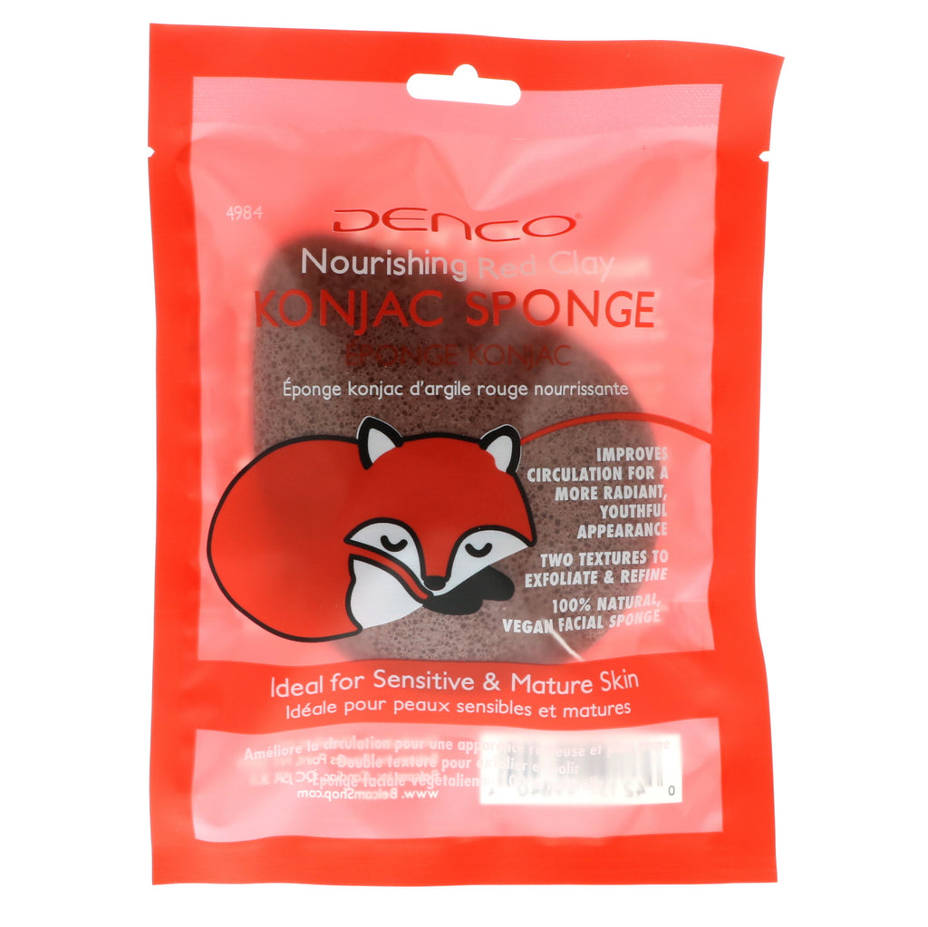 Denco, esponja konjac, argila vermelha nutritiva, 1 esponja
