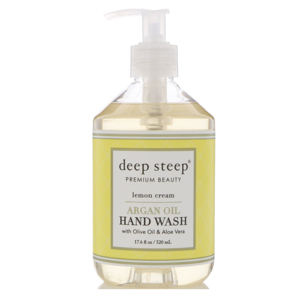 Deep Steep, detergente per le mani all'olio di argan, crema al limone, 520 ml (17,6 fl oz)