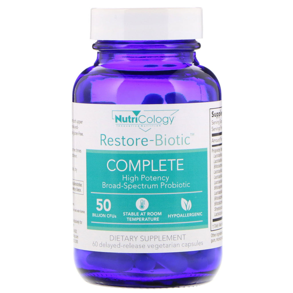 Nutricology, Restore-Biotic Complete, 60 cápsulas vegetarianas de liberación retardada