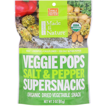 Made in Nature, Veggie Pops, Supersnacks sel et poivre, 3 oz (85 g)