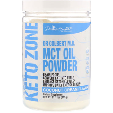 Divine Health, Dr. Colbert's Keto Zone, MCT Oil Powder, Kokoscreme smag, 11,11 oz (315 g)