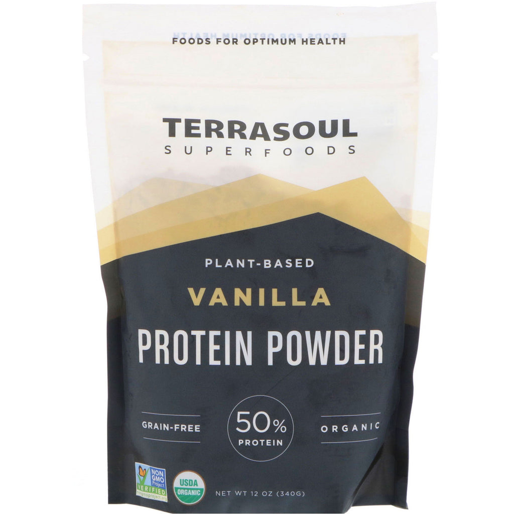 Terrasoul Superfoods, roślinny proszek białkowy, wanilia, 12 uncji (340 g)
