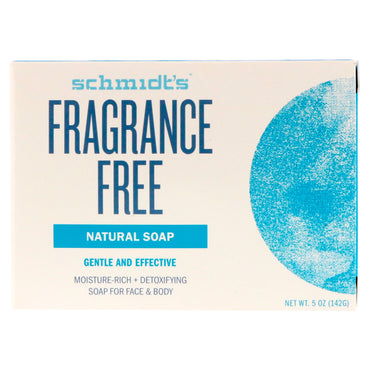 Schmidts naturlige deodorant, naturlig såpe, parfymefri, 5 oz (142 g)