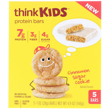 ThinkThin ThinkKids 단백질 바 시나몬 설탕 쿠키 5개 각 1oz(28g)