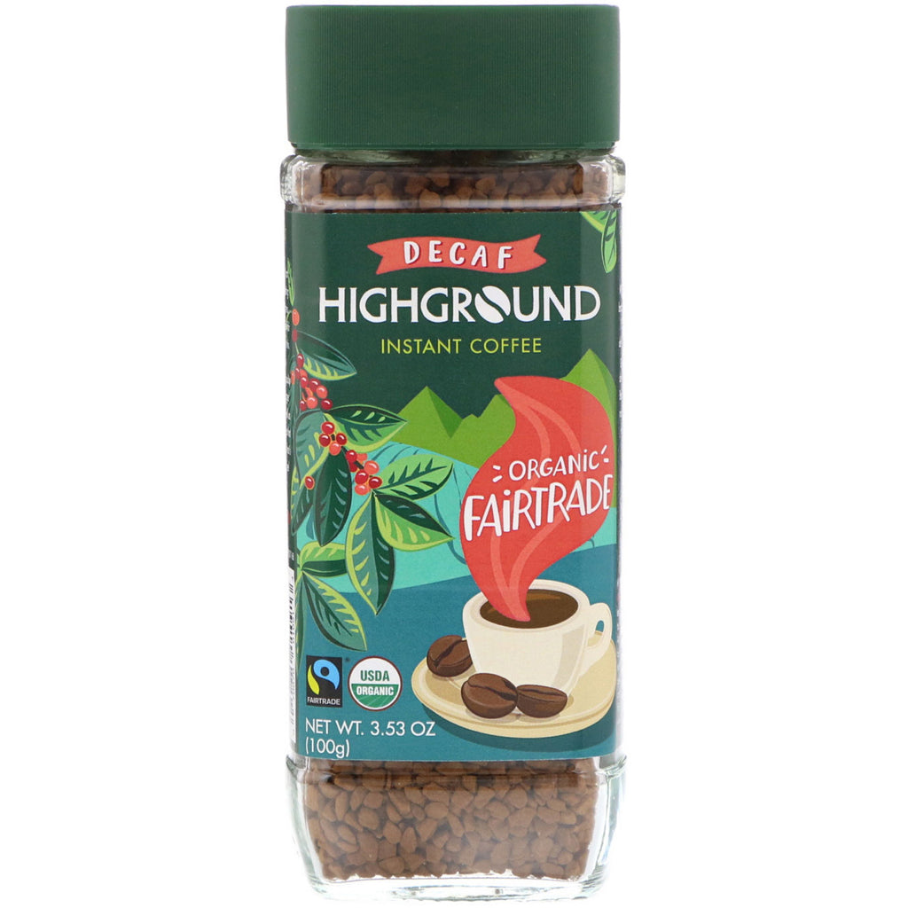 Highground Coffee,  Instant Coffee, Medium, Decaf, 3.53 oz (100 g)