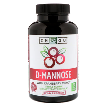 Zhou Nutrition, D-Mannose met Cranberry Xbac, 60 Vegetarische capsules