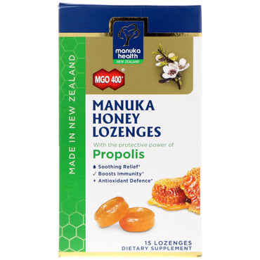 Manuka Health Pastilles au Miel de Manuka Propolis MGO 400+ 15 Pastilles