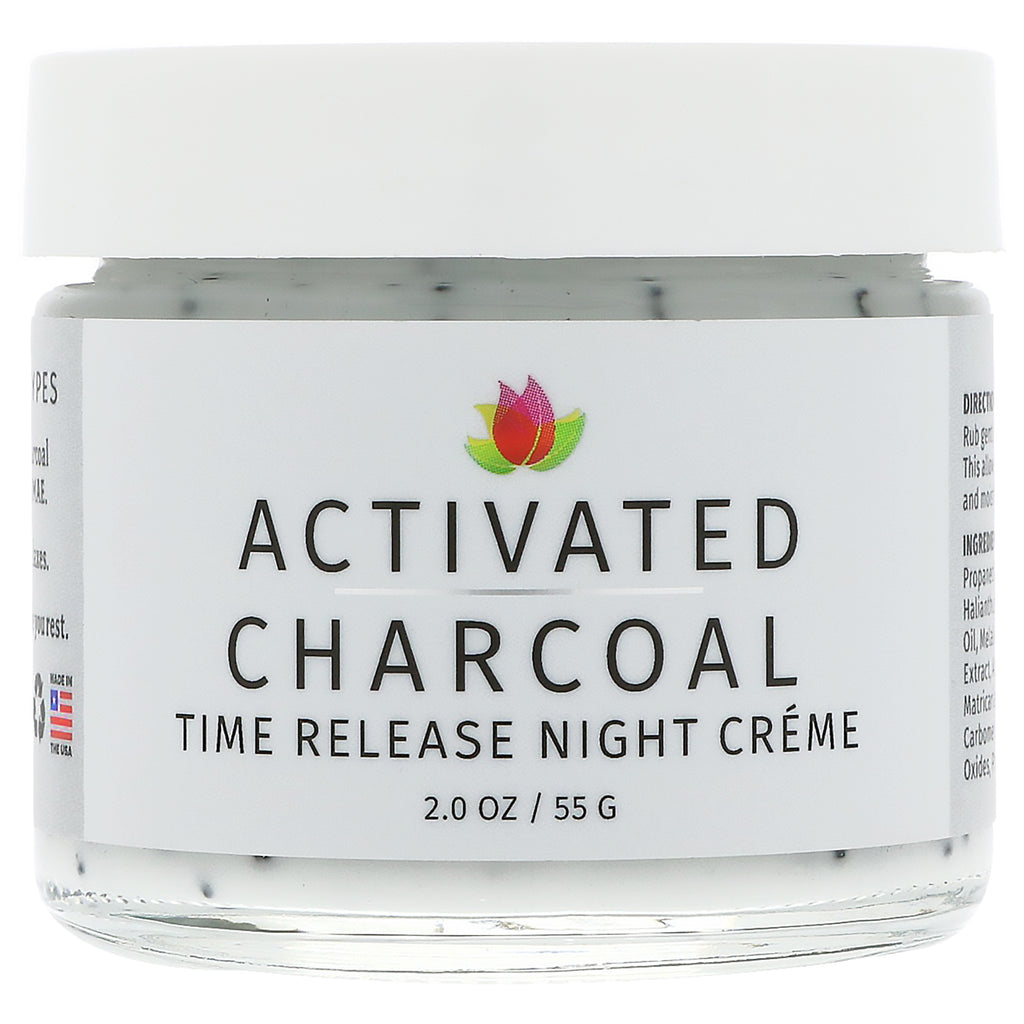 Reviva Labs, aktivt kul, Time Release Night Creme, 2 oz (55 g)