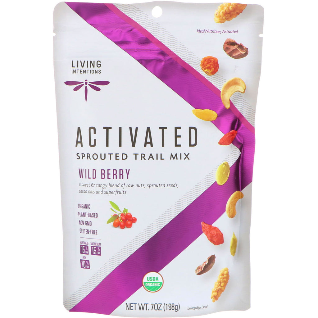 Living Intentions, Activated, Sprouted Trail Mix, Wild Berry, 7 ออนซ์ (198 กรัม)
