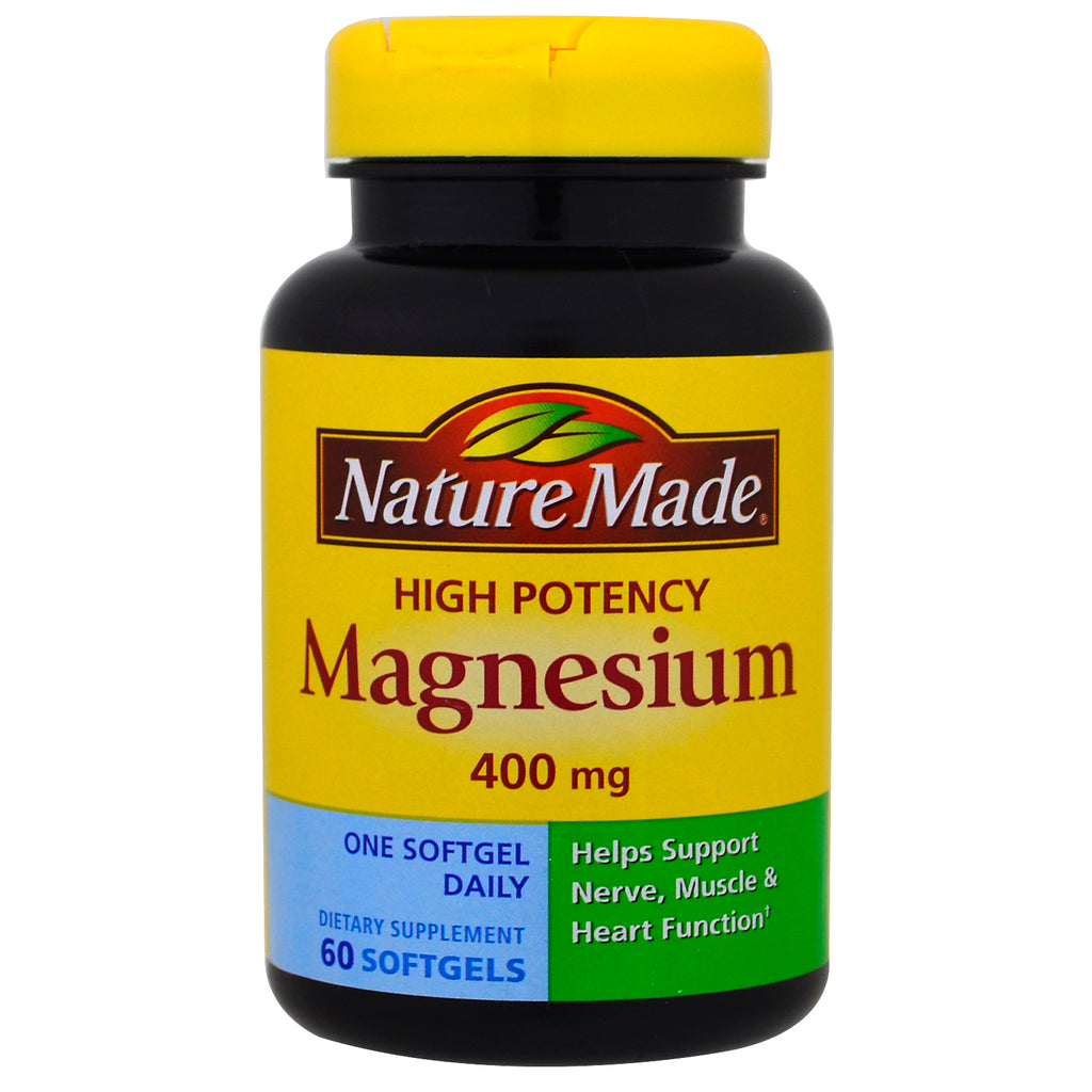 Naturlaget, Magnesium med høy styrke, 400 mg, 60 softgels