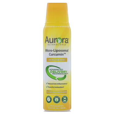 Aurora Nutrascience, mikroliposomal curcumin, helt naturlig frugtsmag, 200 mg, 5,4 fl oz (160 ml)