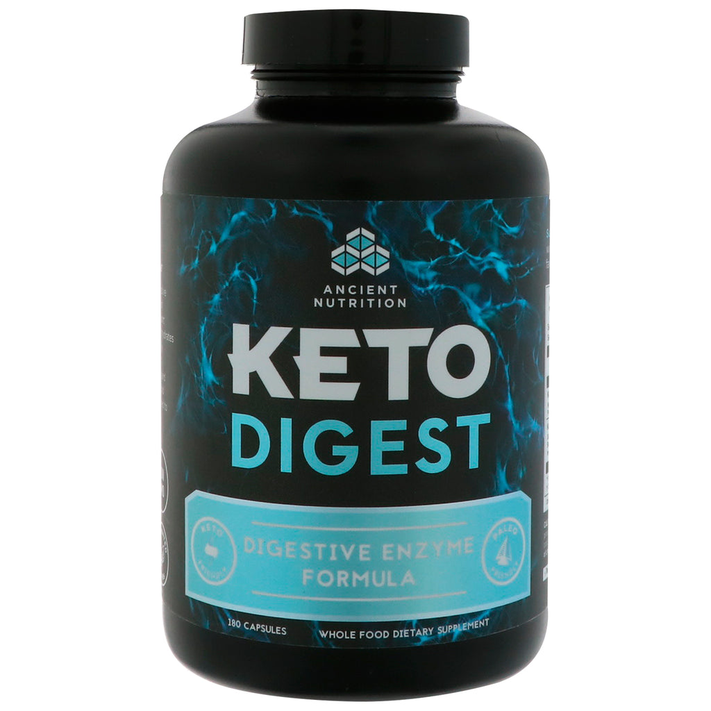 Dr. Axe / Ancient Nutrition, Keto Digest, Formule d'enzymes digestives, 180 gélules