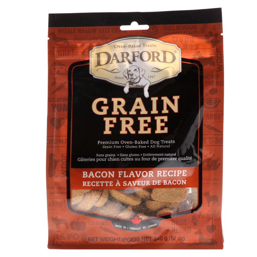 Darford, bez zbóż, premium pieczone w piekarniku przysmaki dla psów, przepis o smaku bekonu, 12 uncji (340 g)