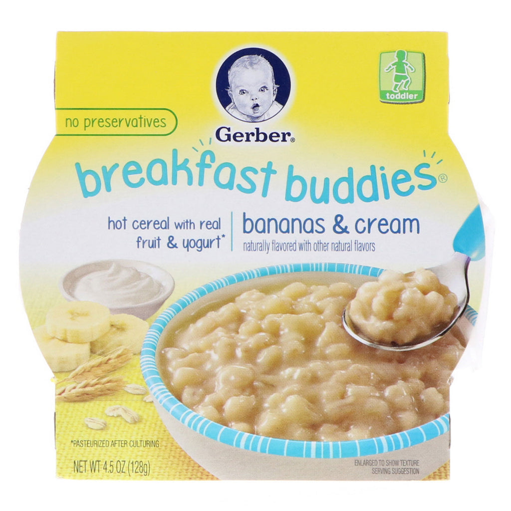 Gerber Breakfast Buddies Banane și cremă pentru copii mici 4,5 oz (128 g)