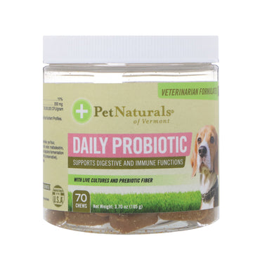 Pet Naturals of Vermont, Probiotique quotidien, pour chiens, 70 produits à mâcher, 3,70 oz (105 g)
